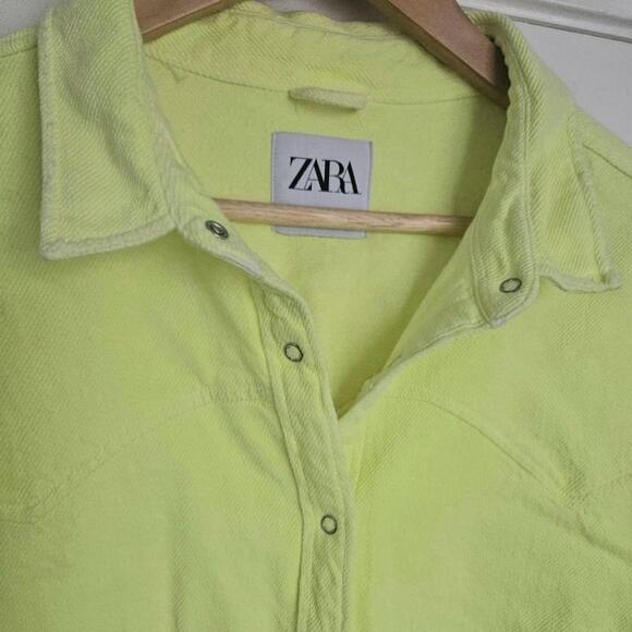 Zara Neon Overshirt oversized yellow shacket - Picture 4 of 8